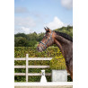 Bridon Dy'on collection dressage cuir plat Muserolle Combinée Large Vernie Doublure Blanche - Noir