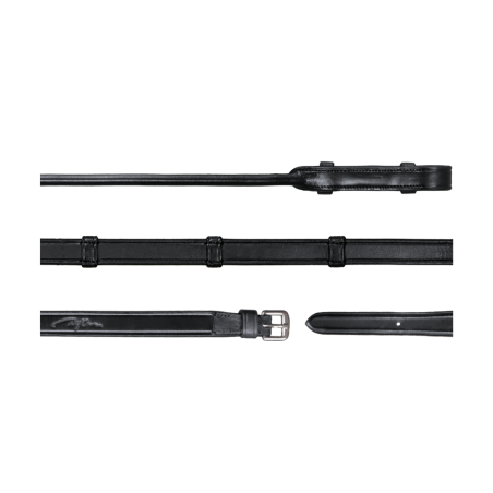 Rênes de Bride Dy'on collection dressage cuir rond Tout Cuir Avec 7 Arretoirs 5/8"