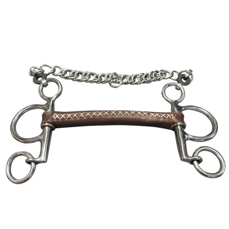 Mors en cuir rond Jump'In Pelham petites branches droit
