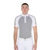 Polo de concours ajusté manches courtes homme 4 boutons Equestro - Gris givre