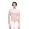Polo de concours Femme Manches Longues en Tissu Technique et Mesh Equestro - Rose caméo