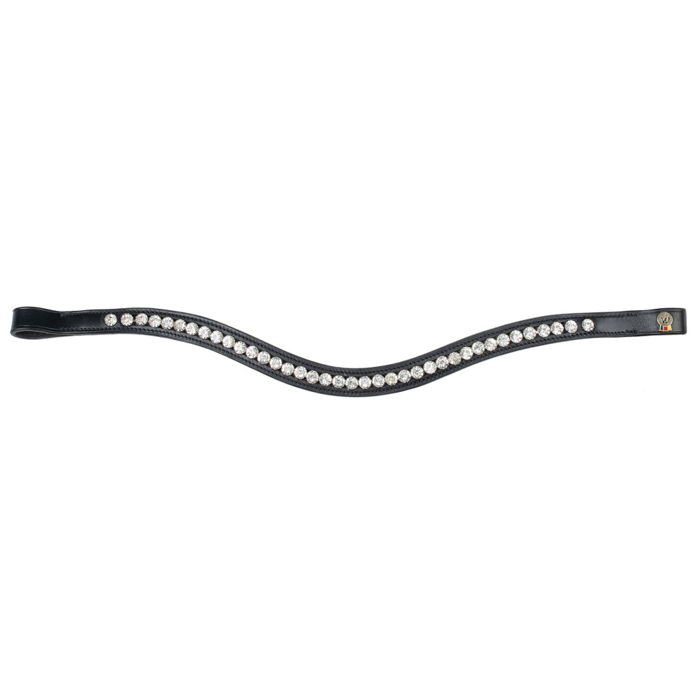 Frontal Équestre Equipride En V Avec Strass Bleu/Noir - Cuir Marron 40.6cm