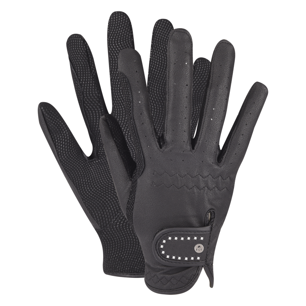Gants D'équitation Covalliero Gloria Pour Enfant - Taille 4, Noir, Fermeture Velcro, Lavables En Machine