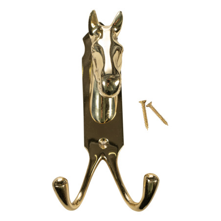 Support pour tête de cheval HKM double crochet laiton