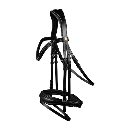 Bridon verni Waldhausen S-Line Blackshine muserolle combinée pull back