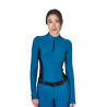 Polo Technique d'Entraînement Femme Manches Longues Equestro - Bleu corail
