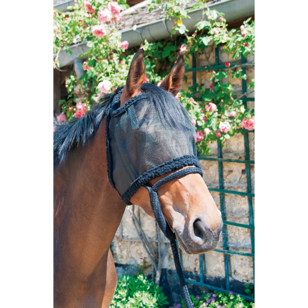 Frange Mouche Pour Cheval - Masque Anti-Mouches Avec Fermeture Adjustable - Pour Poney, COB, Shetland
