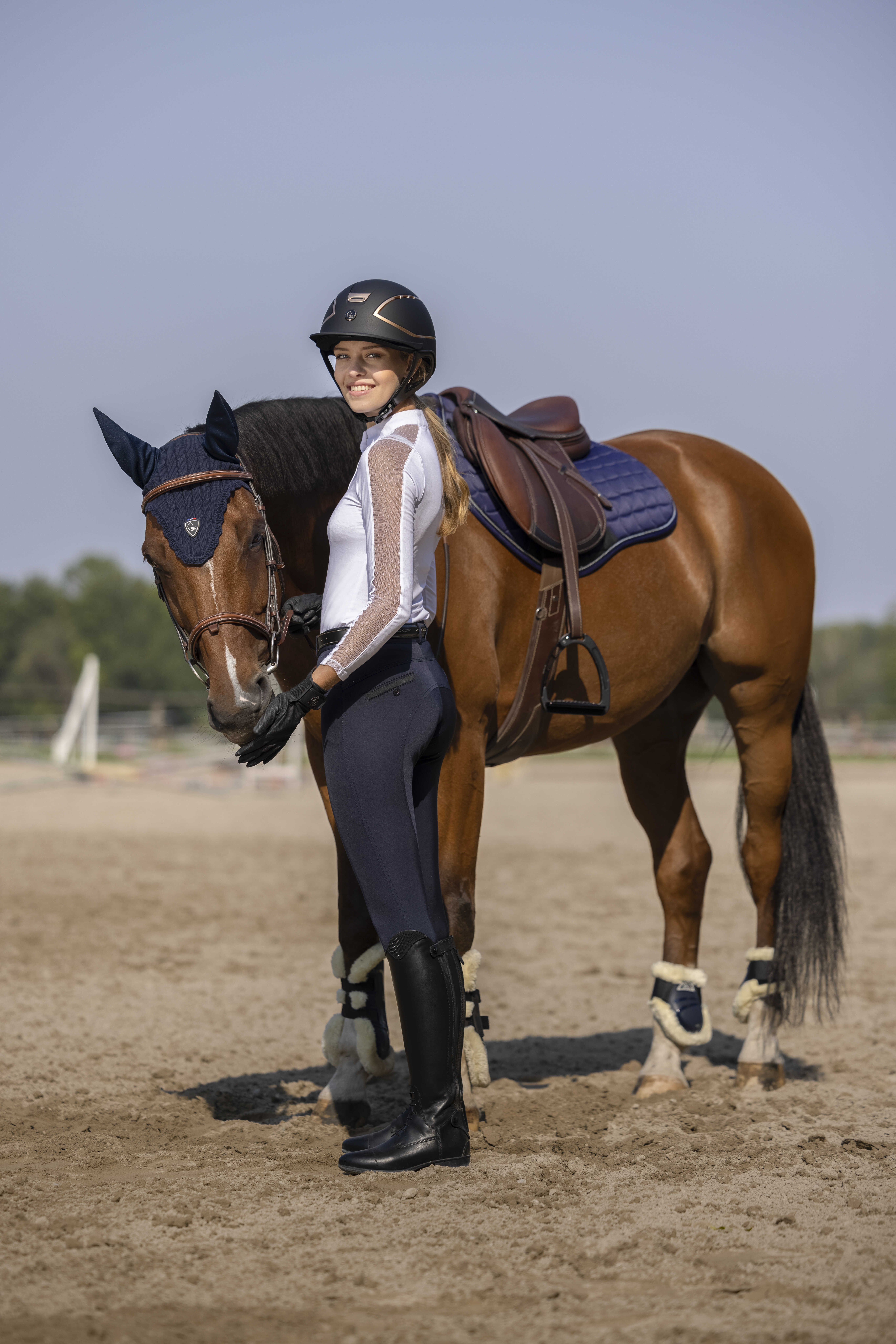 Pantalon Equithème Safir Blanc / bleu