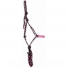 Licol éthologique confort + longe T de T - Noir / rose mélangé
