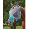 Masque anti-mouches Weatherbeeta ComFiTec Deluxe Mesh oreilles et franges - Gris / turquoise