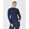 Polo d'équitation Dublin manches longues brossé femme - Marine