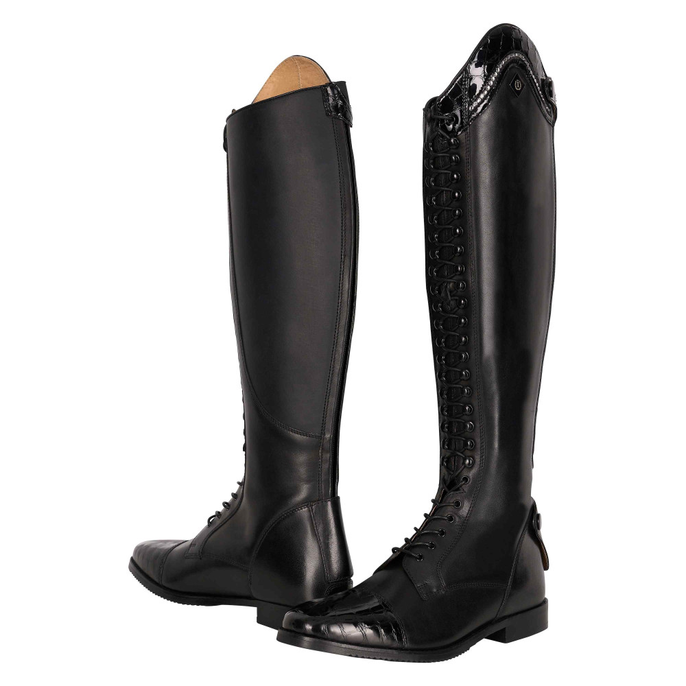 Bottes d'équitation synthétiques à lacets noir Riding World | OHLALA