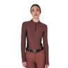 Polo Technique d'Entraînement Femme Manches Longues Equestro - Marron