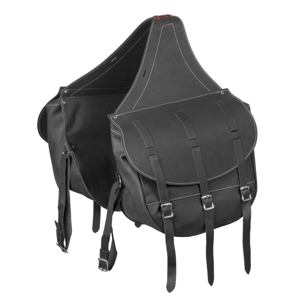 Sacoche De Selle Western Premium En Cuir Noir - Marque Y&Z