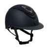Casque Equestro mat visière large avec logo strass homologué EN 1384-2023 - Marine / marine brillant