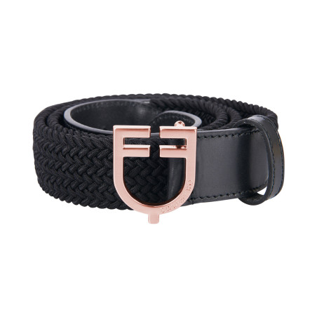 Ceinture Equestro cuir élastique boucle rose gold logo