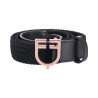 Ceinture Equestro cuir élastique boucle rose gold logo - Noir