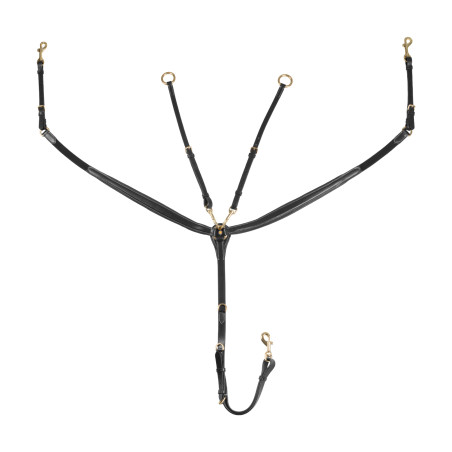 Collier de chasse Equestro avec fourche en cuir tanné et boucles en acier NEW