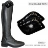 Empiècement pour bottes PRATONI Canter - Cuir noir / cristaux