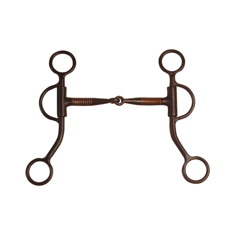 Mors De Cheval Western Ancien - Bordure En Cuivre Avec Rouleau 5" - Occasion