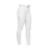 Pantalon d’équitation femme Equestro grip genoux taille haute doublé polaire - Blanc