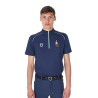 Polo d’entraînement homme Equestro x FISE avec zip drapeau italien manches courtes - Marine blazer