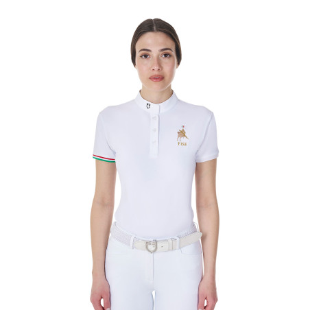 Polo de concours Equestro x FISE femme coupe slim manches courtes