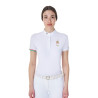Polo de concours Equestro x FISE femme coupe slim manches courtes - Blanc