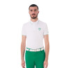 Polo homme Equestro d’entraînement avec détails contrastés manches courtes - Blanc / vert ultramarine