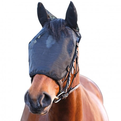 Equipride QHP Máscara de mosca para caballo sin protección para orejas Shetland, negro