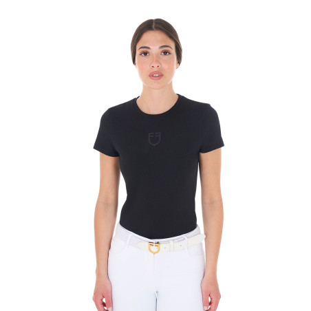 T-shirt femme Equestro basique logo ton sur ton manches courtes