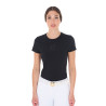 T-shirt femme Equestro basique logo ton sur ton manches courtes - Noir