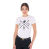 T-shirt femme Equestro EQ coton manches courtes - Blanc