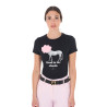 T-shirt femme Equestro Head In The Clouds en coton manches courtes - Noir