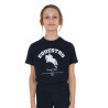 T-shirt fille Equestro Jumping Horse Club coton manches courtes - Marine