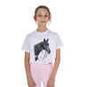 T-shirt fille Equestro Ready To The Party en coton avec strass manches courtes - Blanc