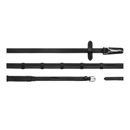 Rênes en Caoutchouc 5/8" Dy'on collection Working avec Arrêtoirs en Cuir et Mousqueton