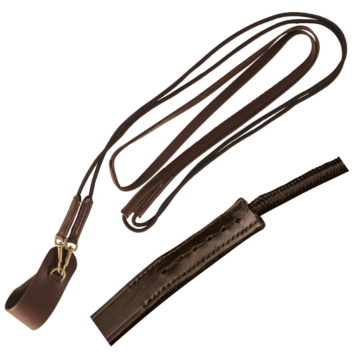 Rênes allemandes cuir/corde Chetak Marron Rênes allemandes cuir/corde Chetak Marron