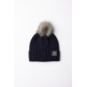 Bonnet tricoté enfants  pompon amovible Horze Noa - Myrtille