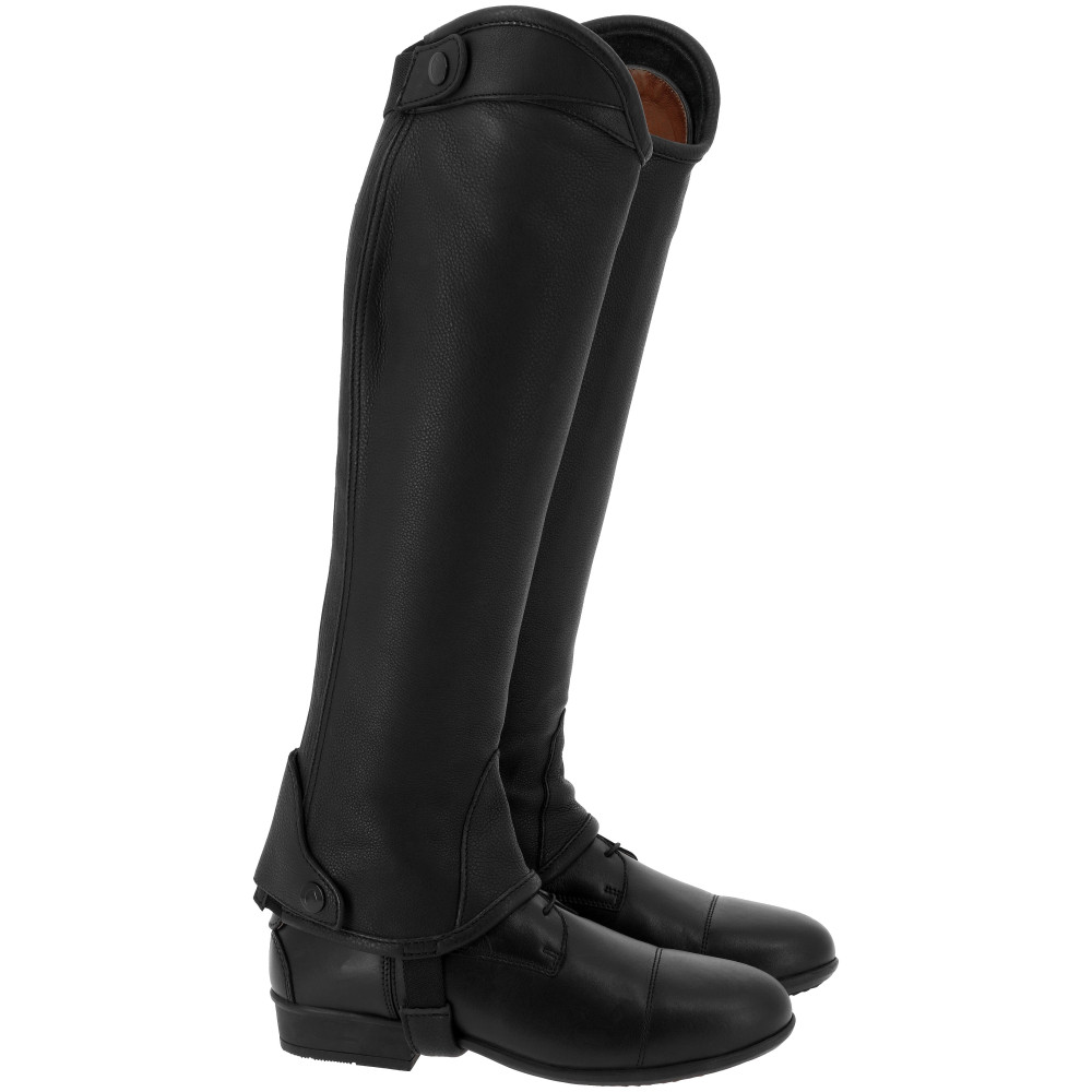 Chaps D'équitation Hudson Cuir Noir Taille Moyen - Unisexe, Fermeture éclair, Boutons Pression Réglables