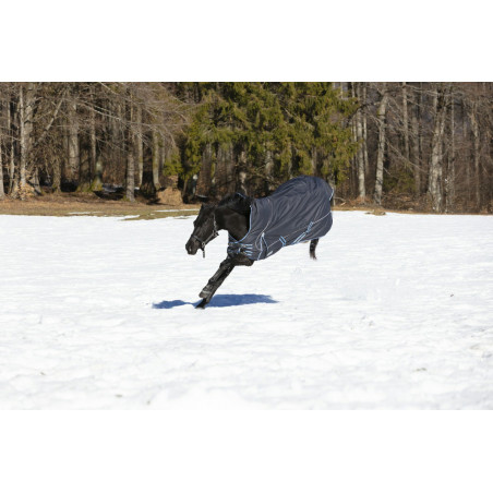 Couverture Equi-Theme Tyrex 1200 D High Neck 300g Gris / bleu Couverture Equi-Theme Tyrex 1200 D High Neck 300g Gris / bleu