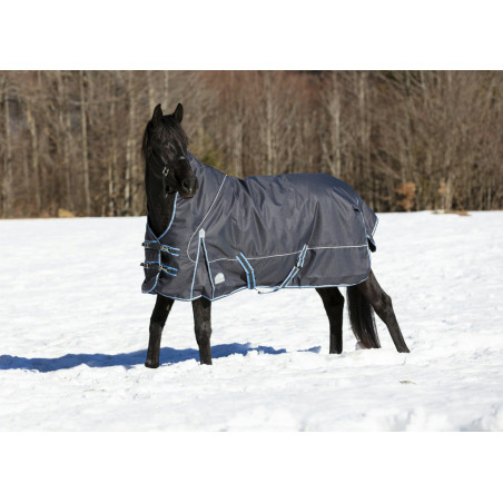 Couverture Equi-Theme Tyrex 1200 D High Neck 300g Gris / bleu Couverture Equi-Theme Tyrex 1200 D High Neck 300g Gris / bleu