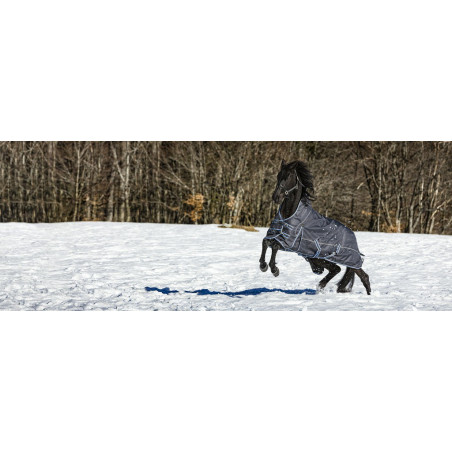 Couverture Equi-Theme Tyrex 1200 D High Neck 300g Gris / bleu Couverture Equi-Theme Tyrex 1200 D High Neck 300g Gris / bleu