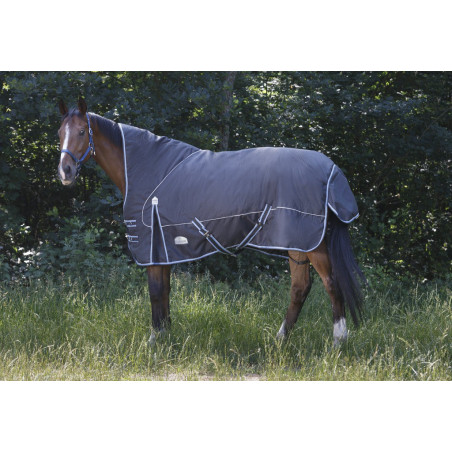 Couverture Equi-Theme Tyrex 1200 D High Neck 300g Gris / bleu Couverture Equi-Theme Tyrex 1200 D High Neck 300g Gris / bleu