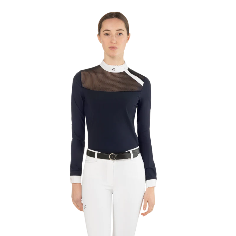 Polo de concours Nina Ego7 manches longues femme Marine Bleu marine