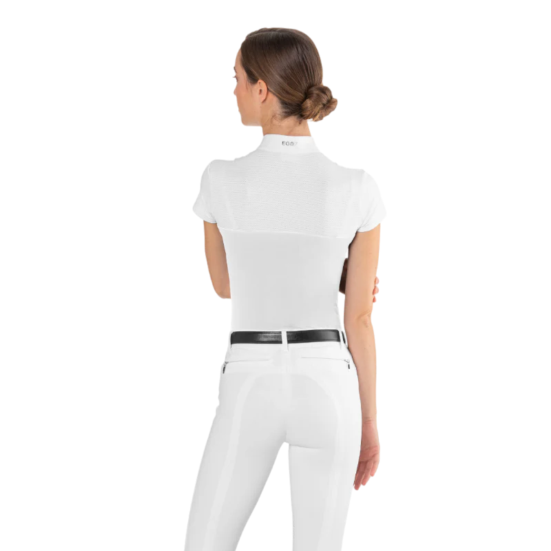 Polo de concours mesh Ego7 manches courtes femme Blanc
