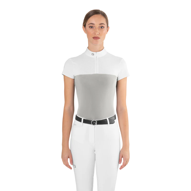 Polo de concours mesh Ego7 manches courtes femme Gris glace