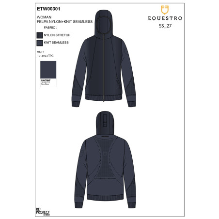 Sweat technique Equestro femme à capuche avec empiècements en micro mesh