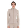 Sweat technique Equestro femme à capuche avec empiècements en micro mesh - Oxford tan