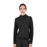 Sweat technique Equestro femme à capuche avec empiècements en micro mesh - Noir